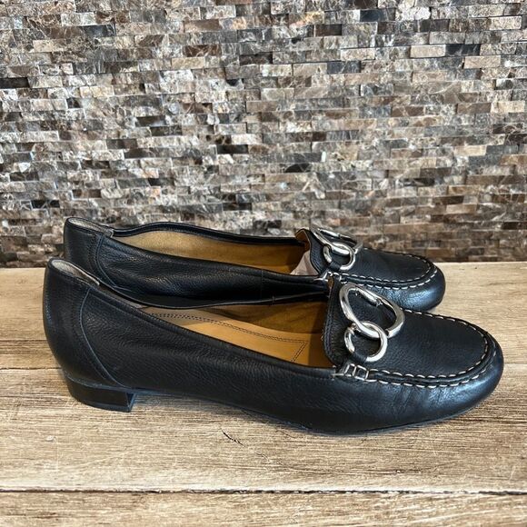Hogl Softline Sz 7 Womens Leather Heeled Shoes Metal Accent - Picture 1 of 8